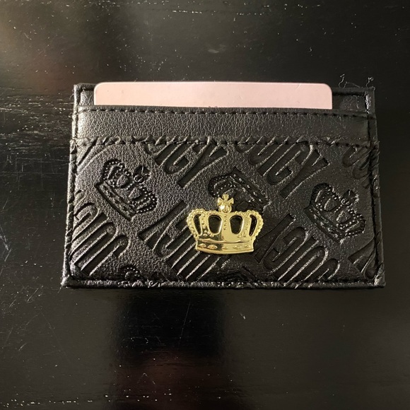 New Juicy Couture Logo 90’s Small Card Holder with Crown Logo in Black - Picture 1 of 2